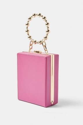 TOPSHOP Pink Beaded Handle Square Grab Bag / small box bags with round top handle