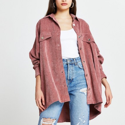 RIVER ISLAND Pink cord batwing long sleeve shacket ~ over sized slouchy shackets ~ casual corduroy shirts