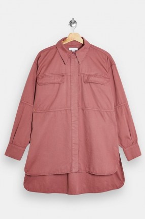 TOPSHOP Pink Oversized Casual Shirt ~ front pocket drop shoulder shirts