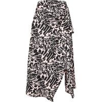 River Island Pink printed asymmetric hem midi skirt | ruffle detail skirts