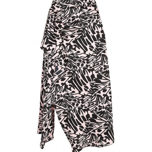 River Island Pink printed asymmetric hem midi skirt | ruffle detail skirts - flipped