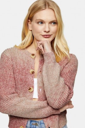 Topshop Pink Tie Dye Knitted Cardigan - flipped