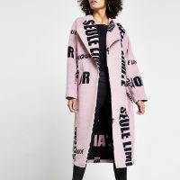 RIVER ISLAND Pink word print coatigan / slogan print coatigans / open front coats