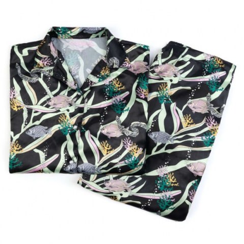 Oceanus Pippa Pyjamas Set / fish and coral prints / ocean inspired printed pyjamas