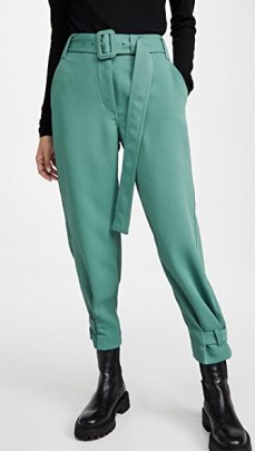 Proenza Schouler White Label Belted Rumple Pique Pants Sage ~ green abkle tie trousers