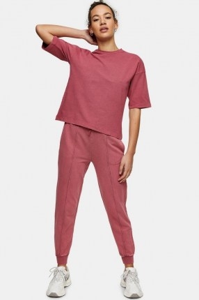 TOPSHOP Rose Pink Acid Wash Joggers ~ cuffed jogging bottoms - flipped