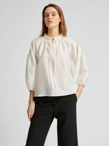 SELECTED FEMME RUFFLE NECK VOLUME TOP - flipped