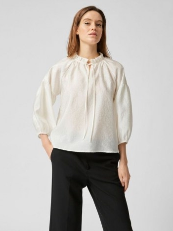 SELECTED FEMME RUFFLE NECK VOLUME TOP