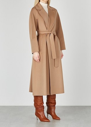 ‘S MAX MARA Elisa camel wool coat ~ classic light brown wrap ciats - flipped