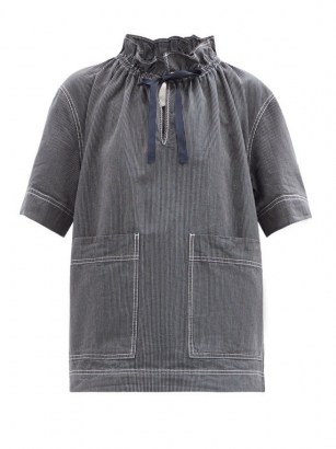 SSŌNE Sack striped organic-cotton top | high drawstring-neck tops - flipped