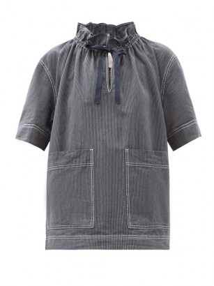 SSŌNE Sack striped organic-cotton top | high drawstring-neck tops