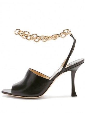 JIMMY CHOO Sae 90 chain-strap leather sandals / chunky chain straps / stiletto heels