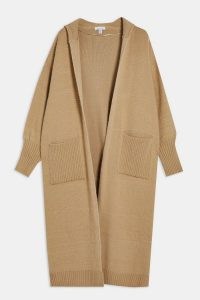 TOPSHOP Sand Maxi Knitted Hooded Cardigan ~ longline cardigans with hoods