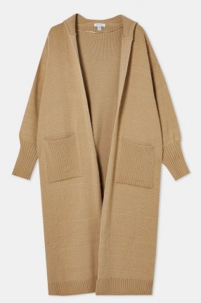 TOPSHOP Sand Maxi Knitted Hooded Cardigan ~ longline cardigans with hoods - flipped