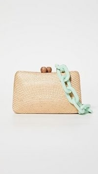 Serpui Marie Charlotte Bun Bag in Toast ~ small woven straw crossbody bags ~ chunky chain detail