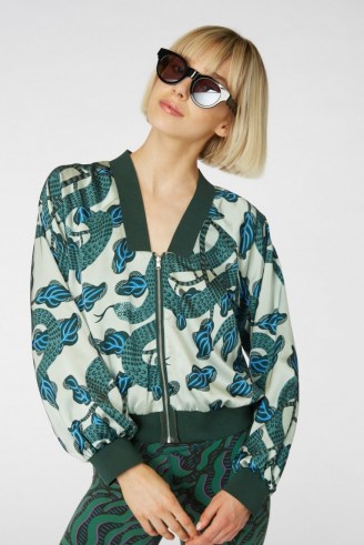 Camilla Perkins X gorman SLINKY BOMBER JACKET / green snake print jackets