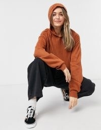 SNDYS hendrix knit hoodie in rust ~ orange brown hoodies