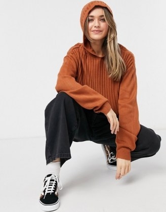 SNDYS hendrix knit hoodie in rust ~ orange brown hoodies
