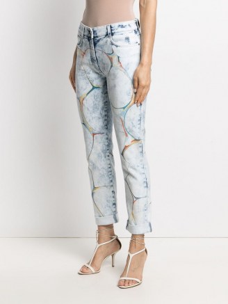 Stella McCartney marbled-pattern straight-leg jeans | marble print denim - flipped