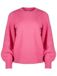 OLIVER BONAS Stitch Detail Sleeve Pink Knitted Jumper | bright volume sleeve crew neck