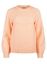 OLIVER BONAS Stitch Neck Detail Pink Knitted Jumper | pretty crew neck