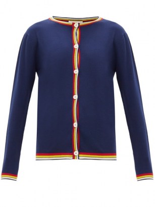 MARNI Navy stripe-edge wool cardigan