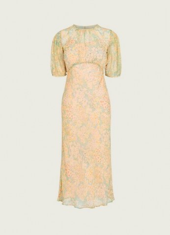 L.K. BENNETT SUSIE AQUAMARINE / feminine short sleeve floral dresses - flipped