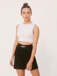 Reformation Tallulah Skirt | black silk charmeuse mini skirts