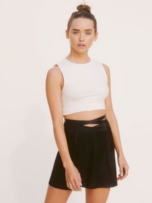 Reformation Tallulah Skirt | black silk charmeuse mini skirts - flipped