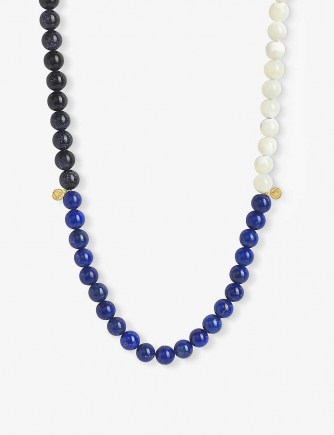 THE ALKEMISTRY Cinta 18ct yellow-gold and tri-block beaded necklace / colour block jewellery - flipped