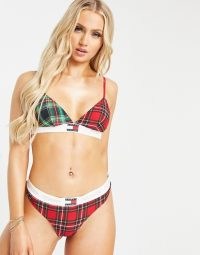 Tommy Hilfiger organic cotton printed lingerie set in red tartan