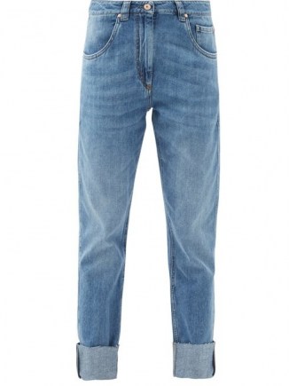 BRUNELLO CUCINELLI Turn-up straight-leg jeans ~ washed blue denim ~ cuffed hems - flipped