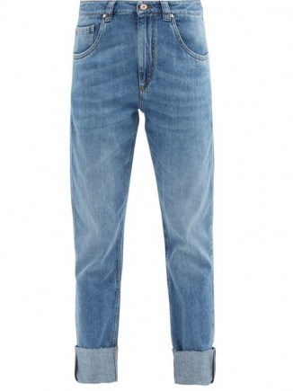 BRUNELLO CUCINELLI Turn-up straight-leg jeans ~ washed blue denim ~ cuffed hems