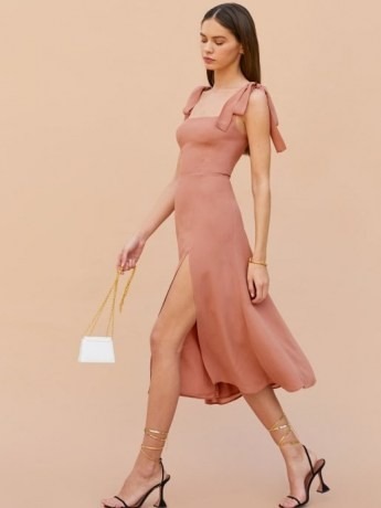 Reformation Twilight Dress | thigh high slit dresses | split hems | tie shoulder straps