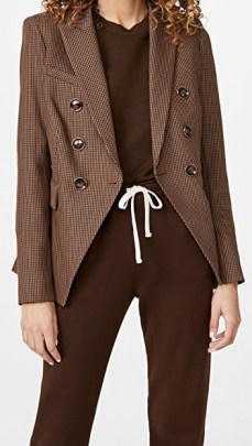 Veronica Beard Miller Dickey Jacket ~ contemporary camel brown checked jackets - flipped
