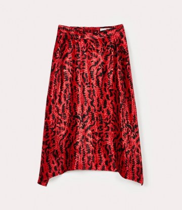 Vivienne Westwood TAILORED PHOENIX SKIRT RED / asymmetric animal print skirts