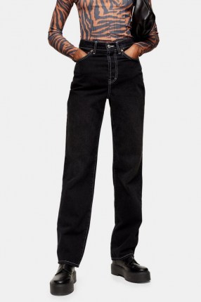 Topshop Washed Black Buckle Carpenter Jeans | dark denim