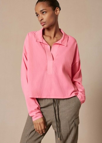 meandem Washed Polo Boxy Top Sugar Pink