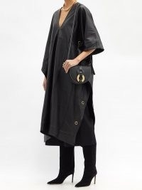 FIL DE VIE Yasmin plunge-neckline leather kaftan ~ contemporary kaftans ~ luxe clothing