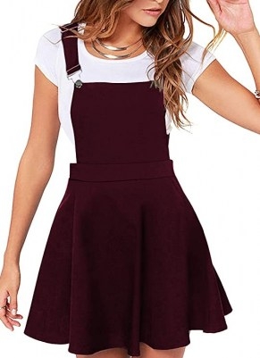 Amazon UK – YOINS Women’s Casual Suspender Skirts Basic High Waist Flared Solid Mini Skater Skirt - flipped