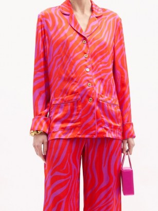 HALPERN Zebra-print satin shirt | retro fashion | bright pink animal print shirts