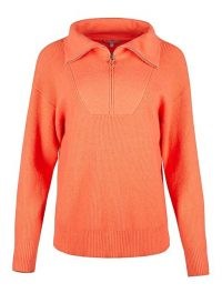 OLIVER BONAS Zip Neck Orange Knitted Jumper | bright pullovers