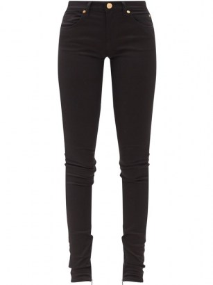 VERSACE Zipped-cuff skinny-leg jeans | black denim skinnies | zip detail hem - flipped
