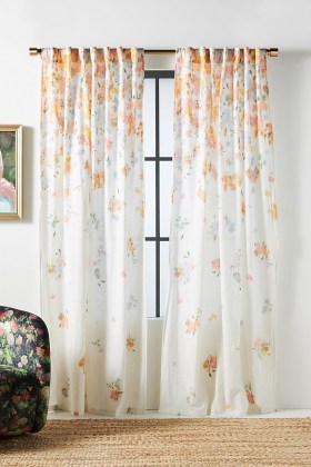 ANTHROPOLOGIE Frances Floral-Print Curtain ~ lightweight floral curtains ~ beautiful home soft furnishings - flipped
