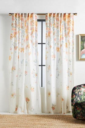 ANTHROPOLOGIE Frances Floral-Print Curtain ~ lightweight floral curtains ~ beautiful home soft furnishings
