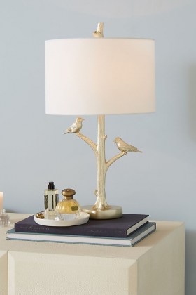 ANTHROPOLOGIE Winsome Woodland Lamp Ensemble ~ bird table lamps ~ birds ~ homeware