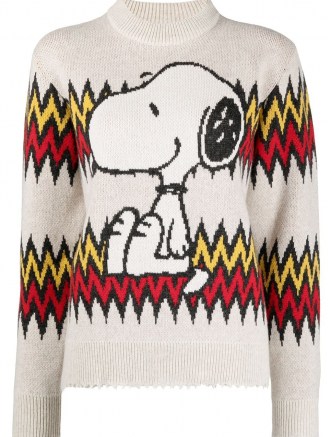 Alanui Snoopy knitted jumper – dog pattern jumpers – cute animal patterns – dogs on knitwear