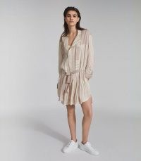 REISS ALBA STRIPED SHIRT DRESS CREAM / casual drop waist dresses