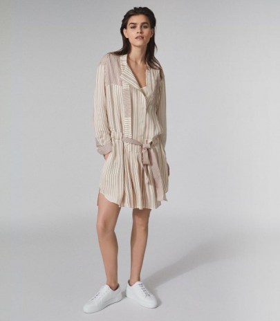 REISS ALBA STRIPED SHIRT DRESS CREAM / casual drop waist dresses - flipped