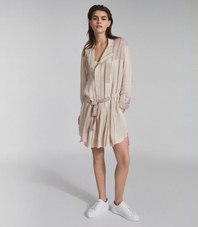 REISS ALBA STRIPED SHIRT DRESS CREAM / casual drop waist dresses
